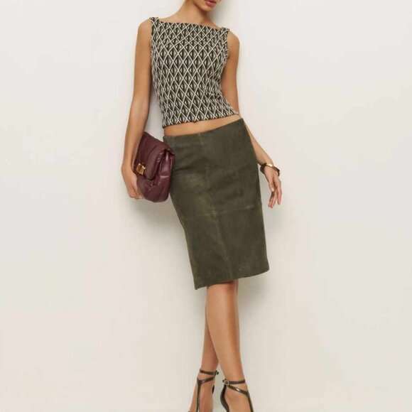 NEW Reformation Birch Tank Knit Top Small Art Deco Pattern Slightly Stretch - Picture 4 of 9